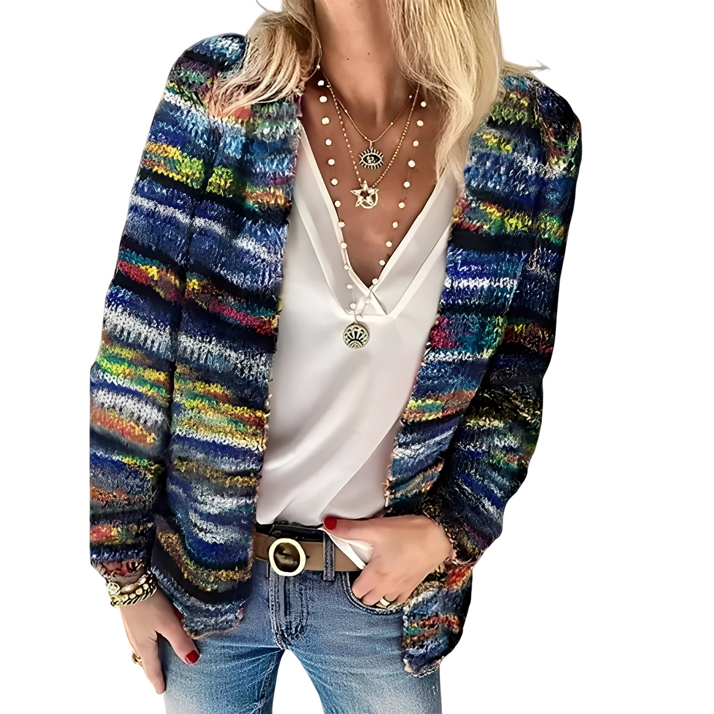 Deonne - Leichte, farbenfrohe Damen-Strickjacke