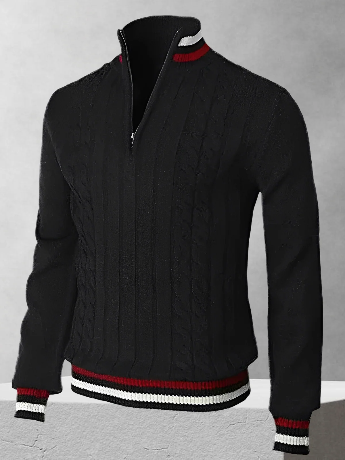 RALPH POLO – Zipper-Strickpullover im italienischen Stil