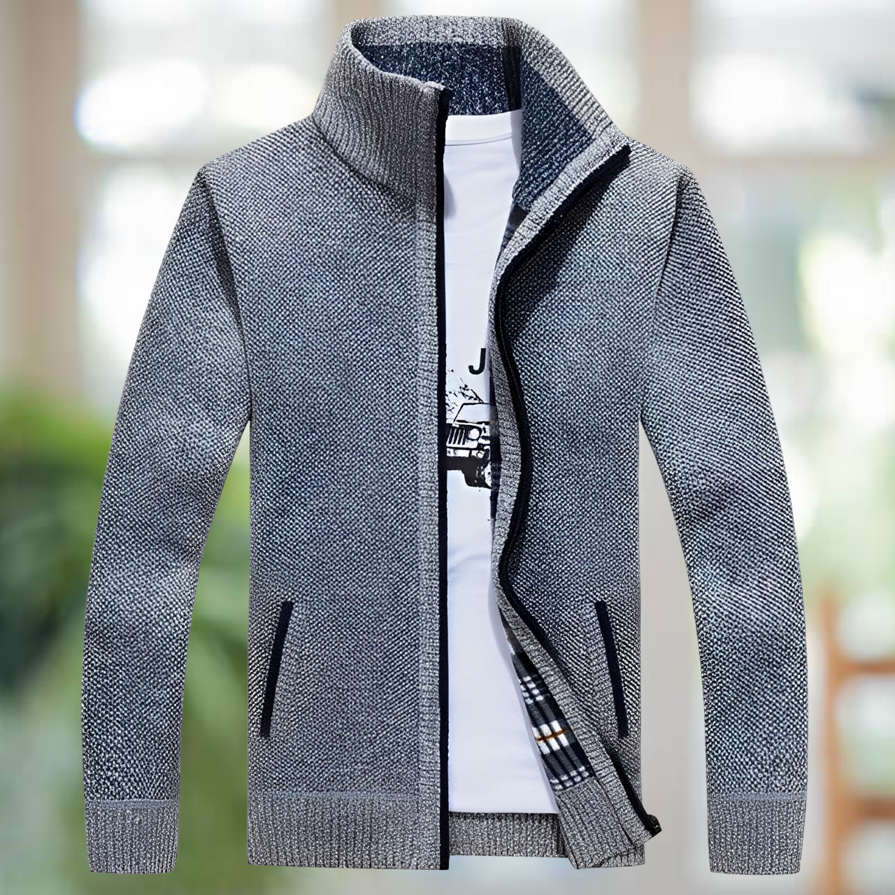 Iker – Gefütterte Strickjacke für Herren