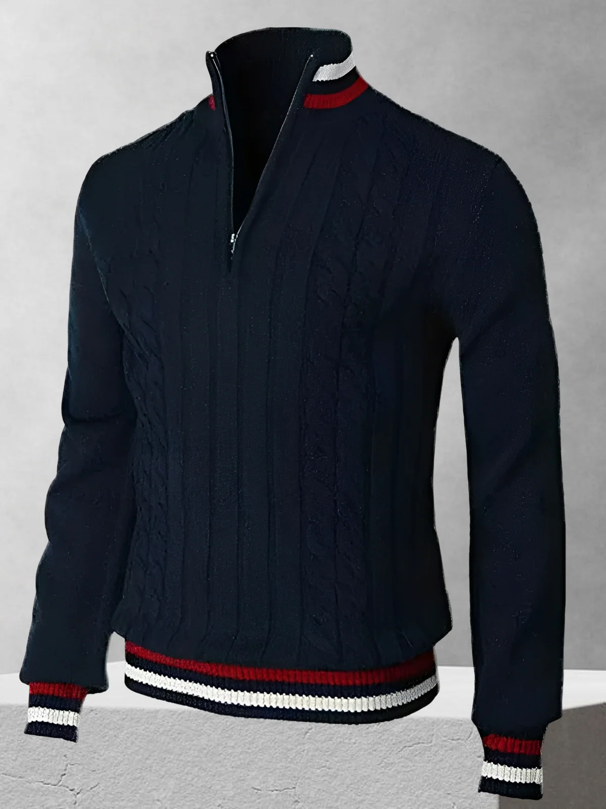 RALPH POLO – Zipper-Strickpullover im italienischen Stil