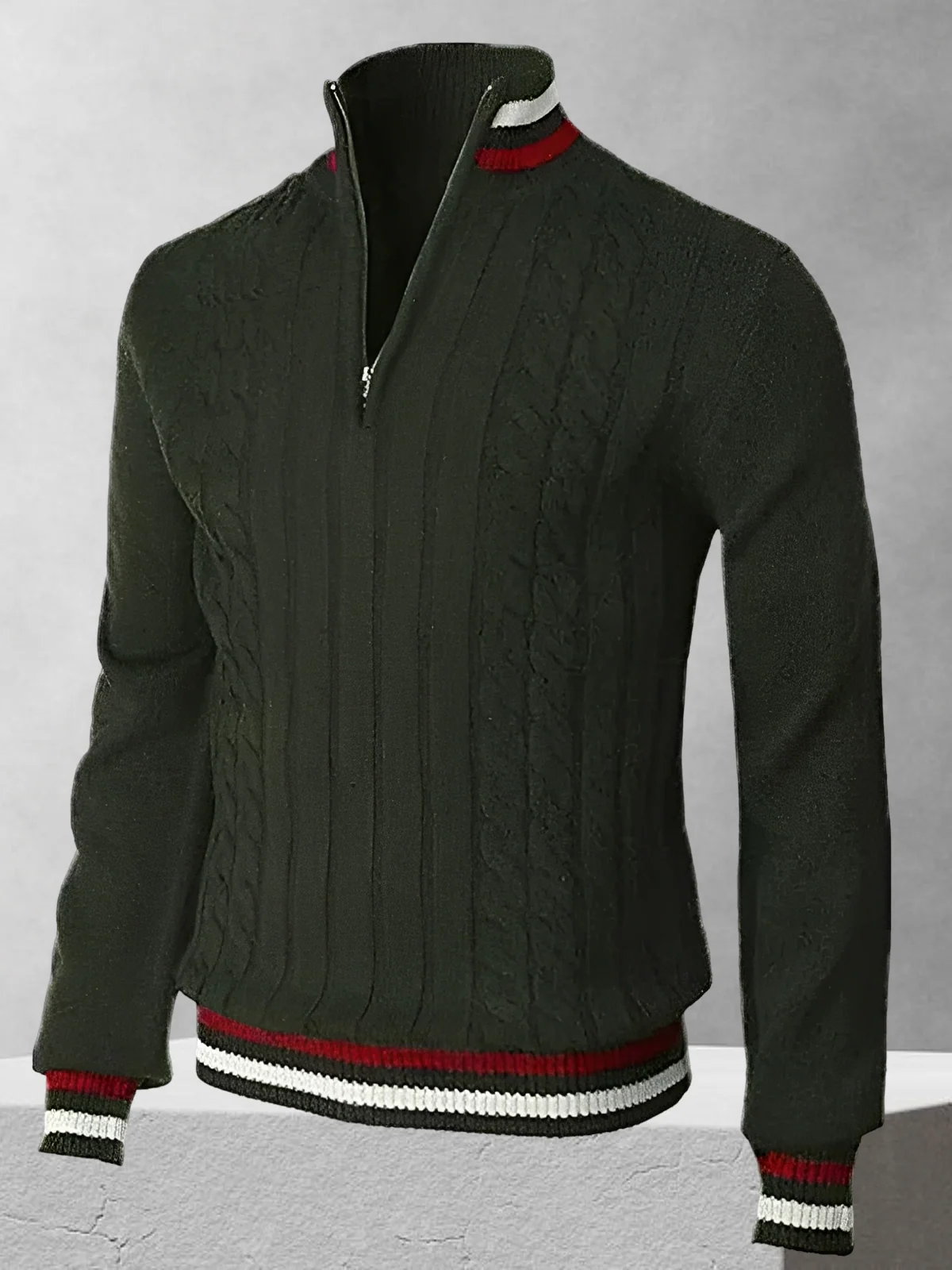 RALPH POLO – Zipper-Strickpullover im italienischen Stil