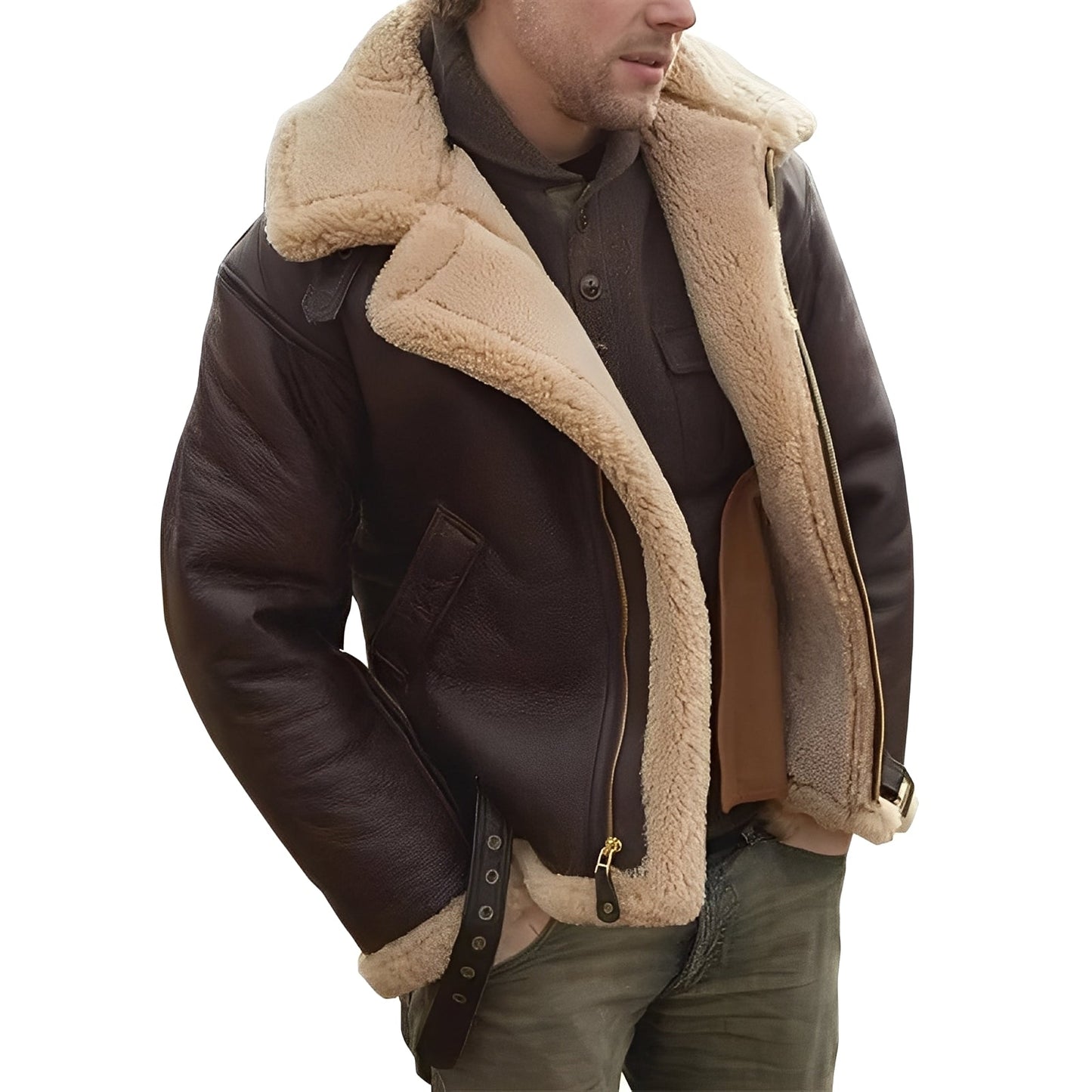 Jeffrey - Elegante Herren-Lederjacke mit warmem Sherpa-Futter