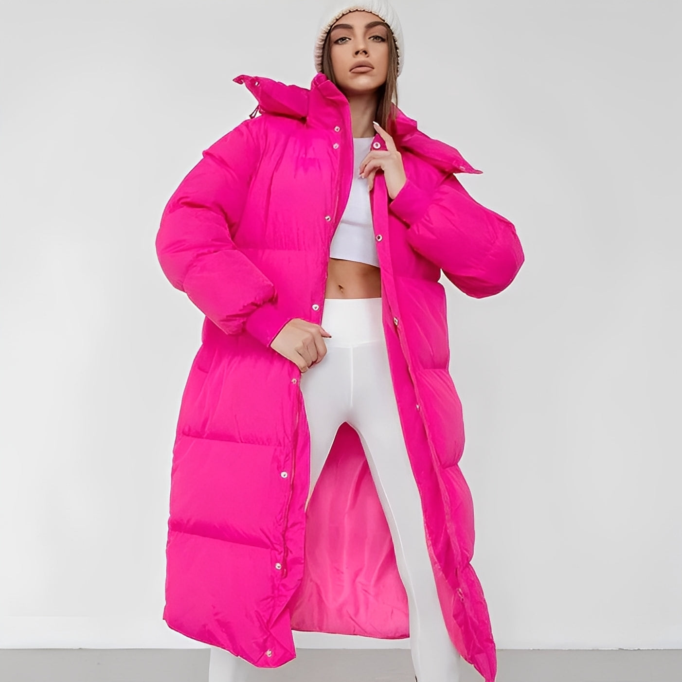 Jacquelyn - Modische lange Damenjacke mit Kapuze