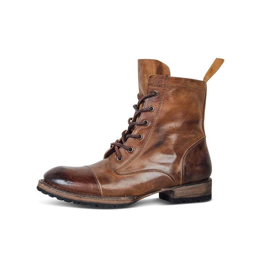 Tiberius – Graue Herrenstiefel mit runder Spitze