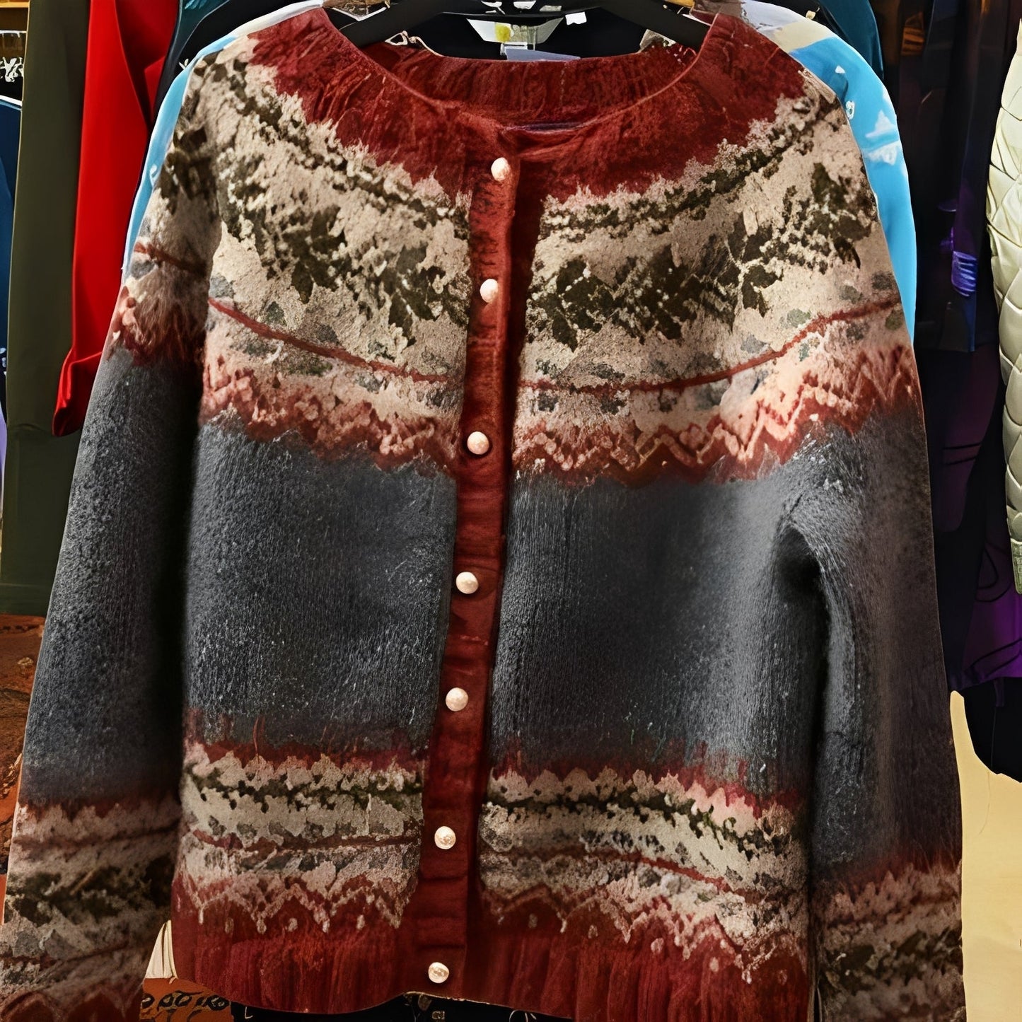 Nicola - Stilvoller Damen-Cardigan im Ethno-Design