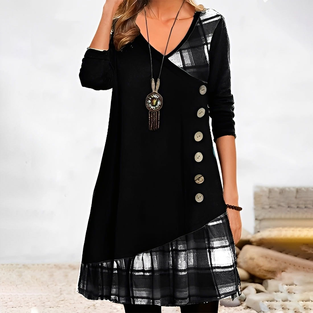 Shawnee - Freizeit Patchwork-Kleid mit Karo-Design für Frauen