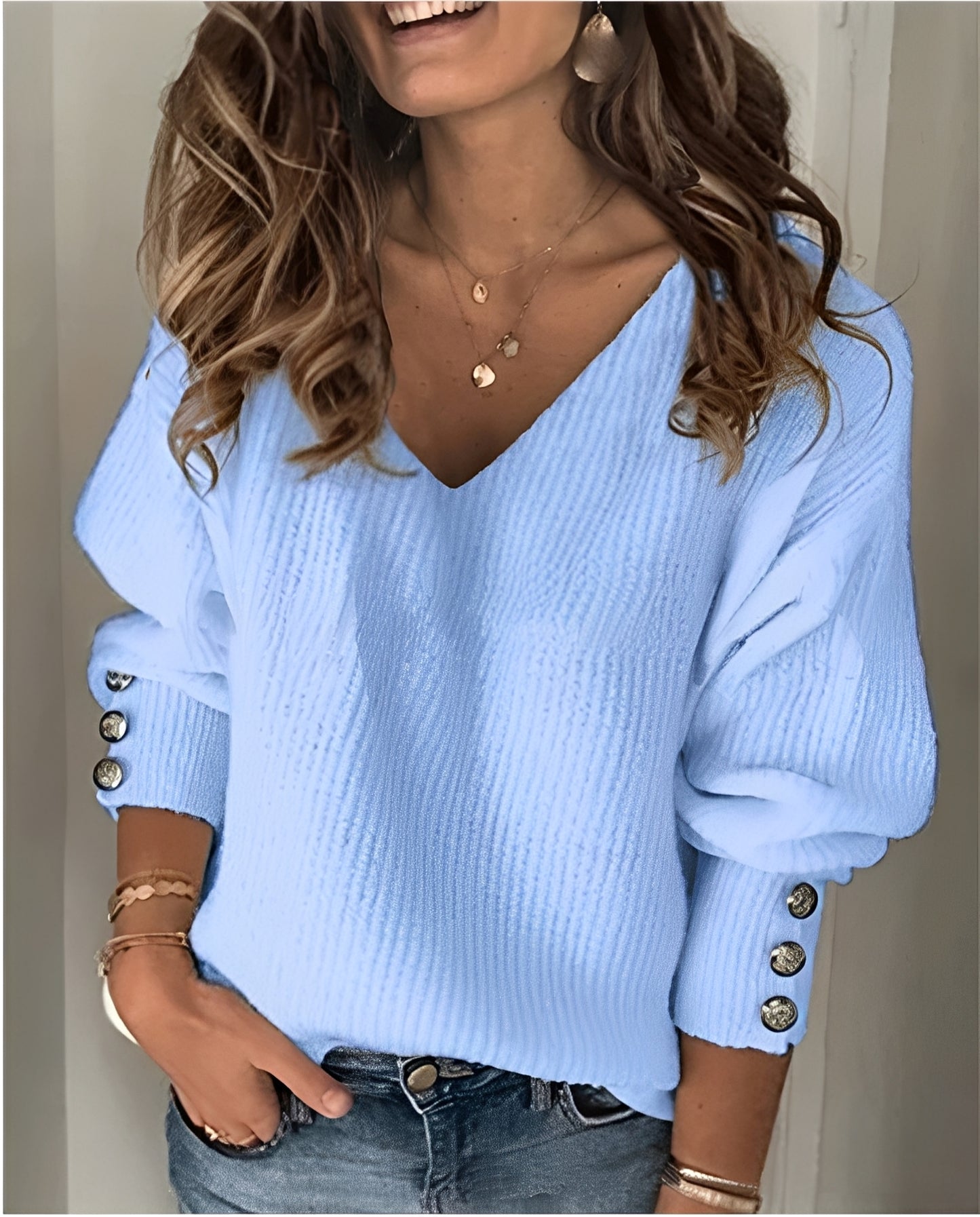 Beck – Strickpullover mit V-Ausschnitt