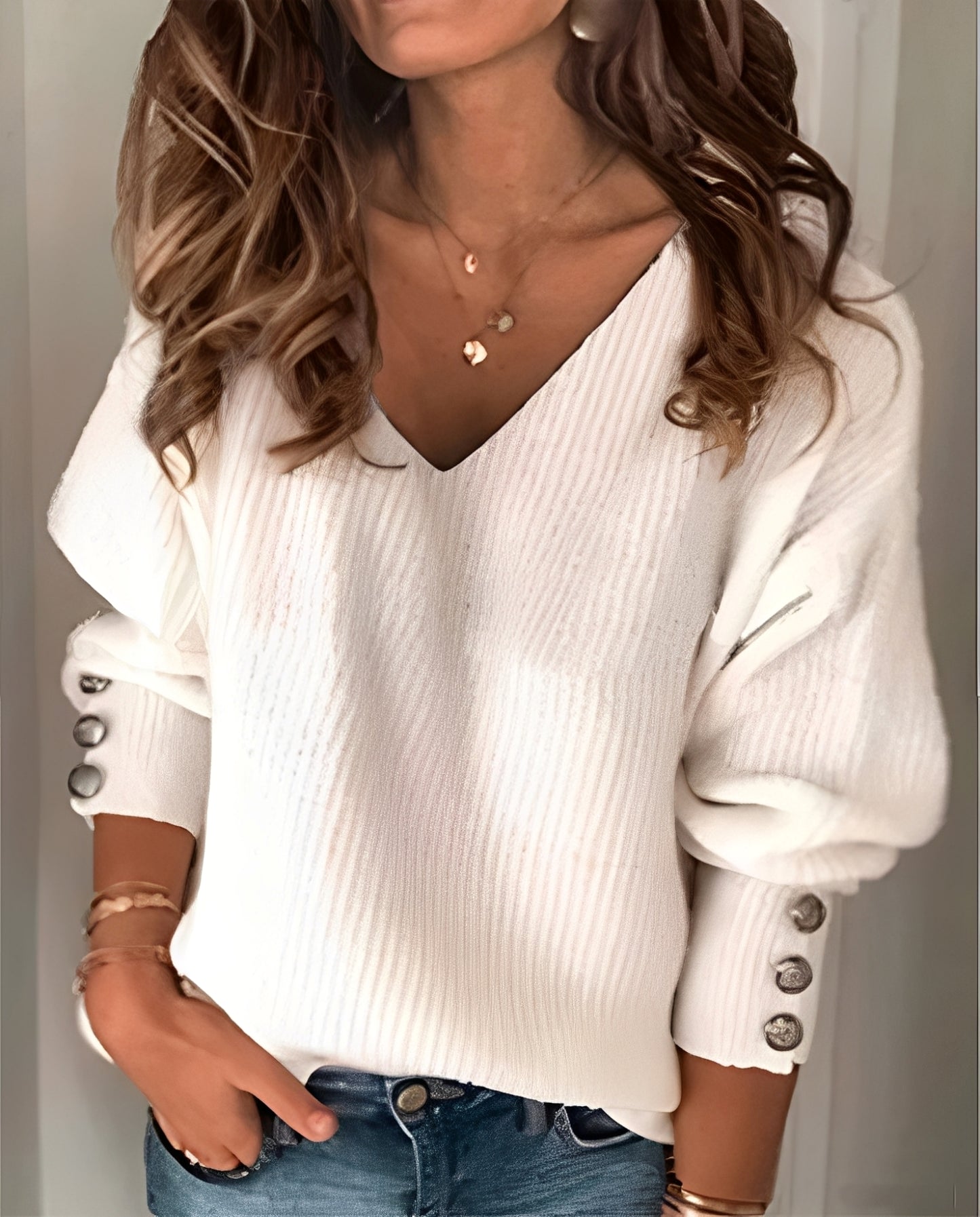 Beck – Strickpullover mit V-Ausschnitt