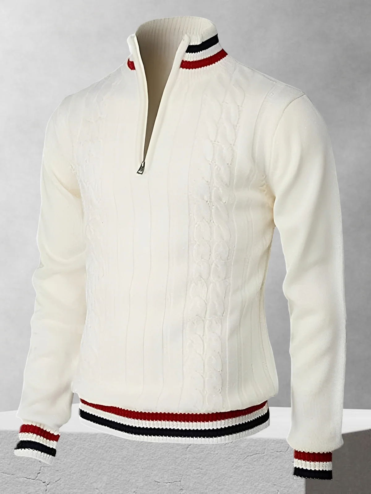 RALPH POLO – Zipper-Strickpullover im italienischen Stil