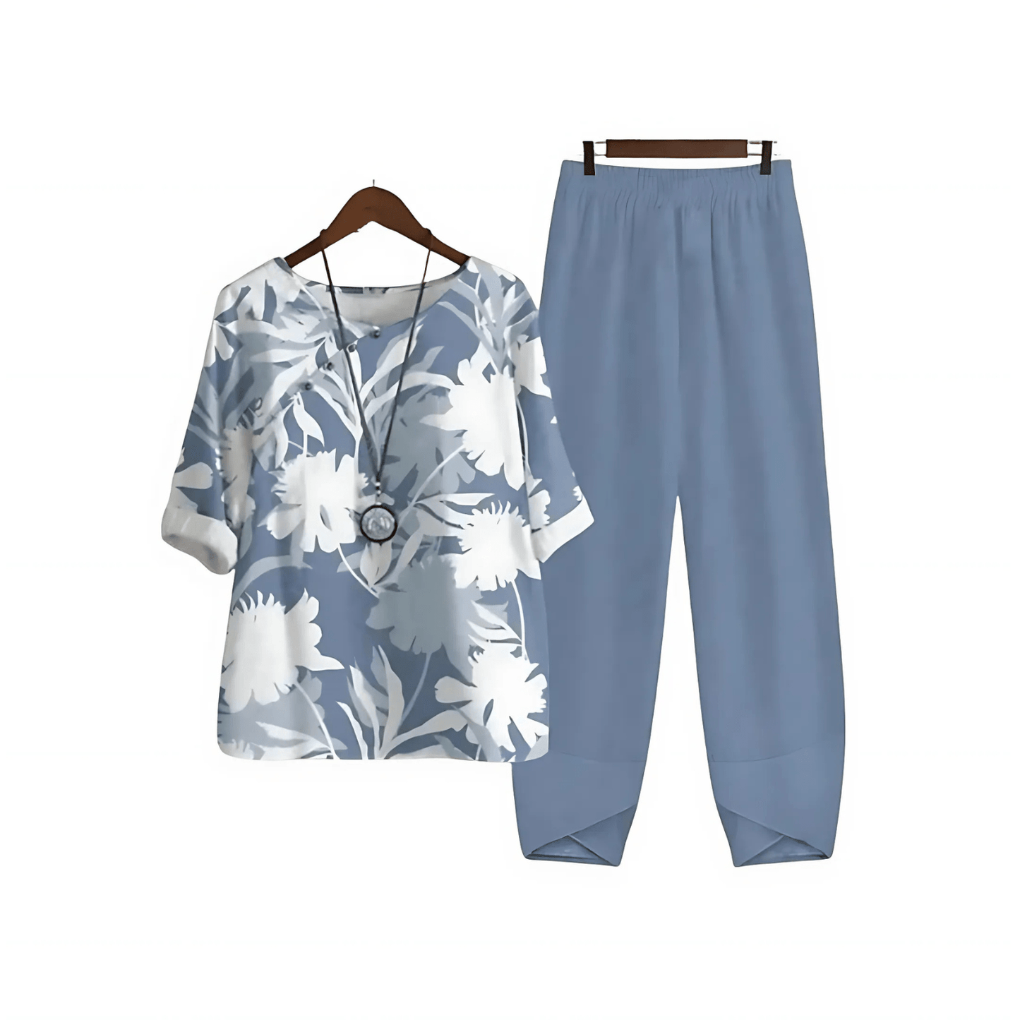 Katarina – Bedrucktes Set aus Bluse und Hose
