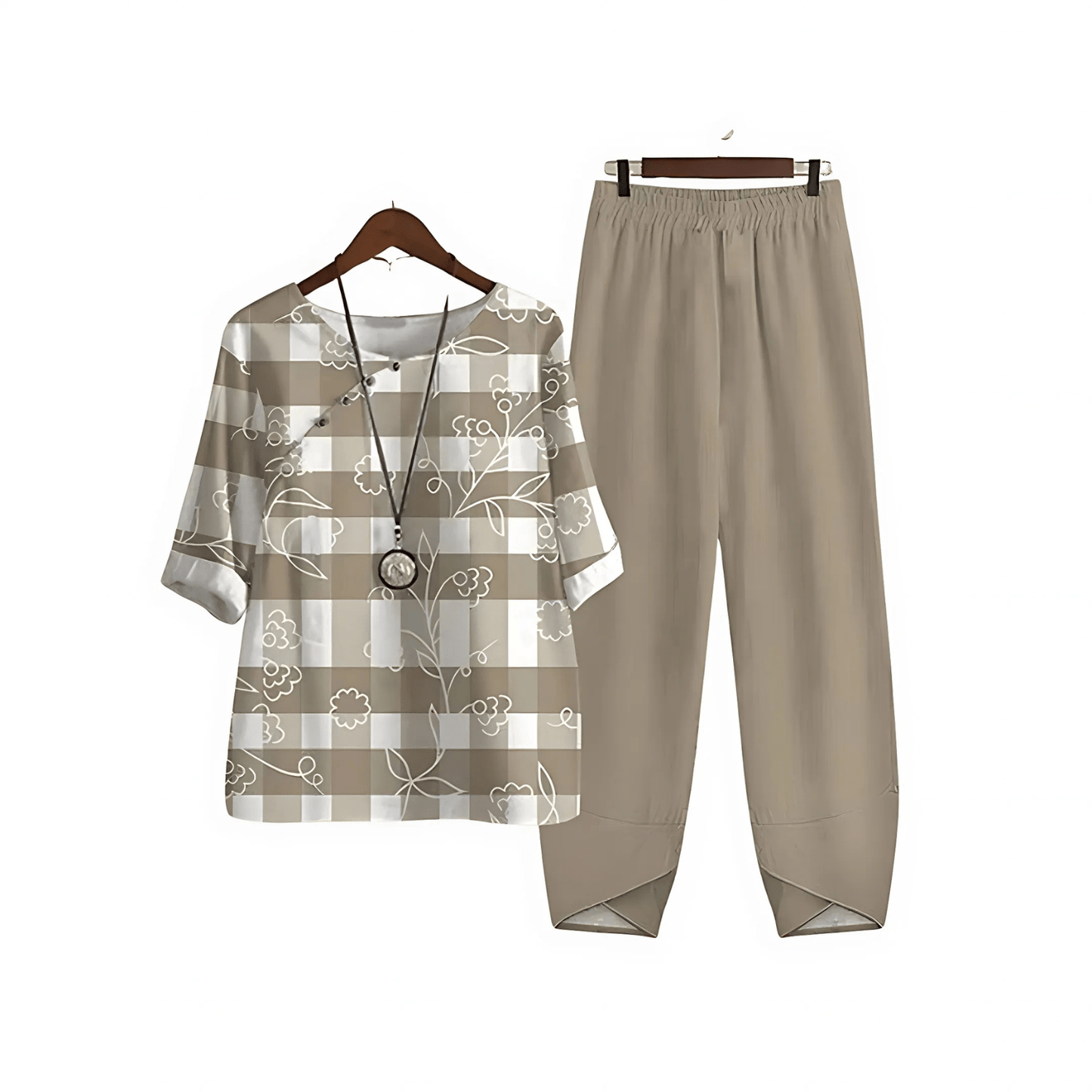 Katarina – Bedrucktes Set aus Bluse und Hose