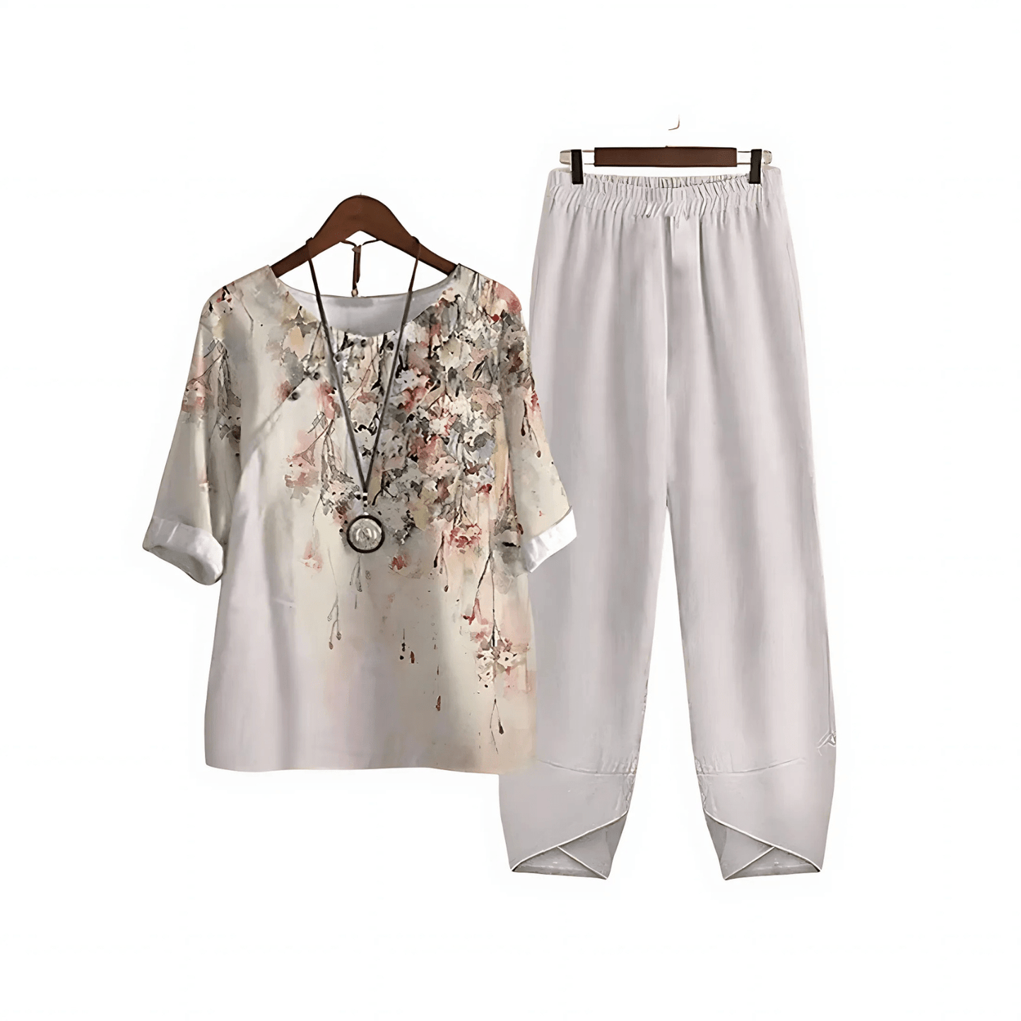 Katarina – Bedrucktes Set aus Bluse und Hose