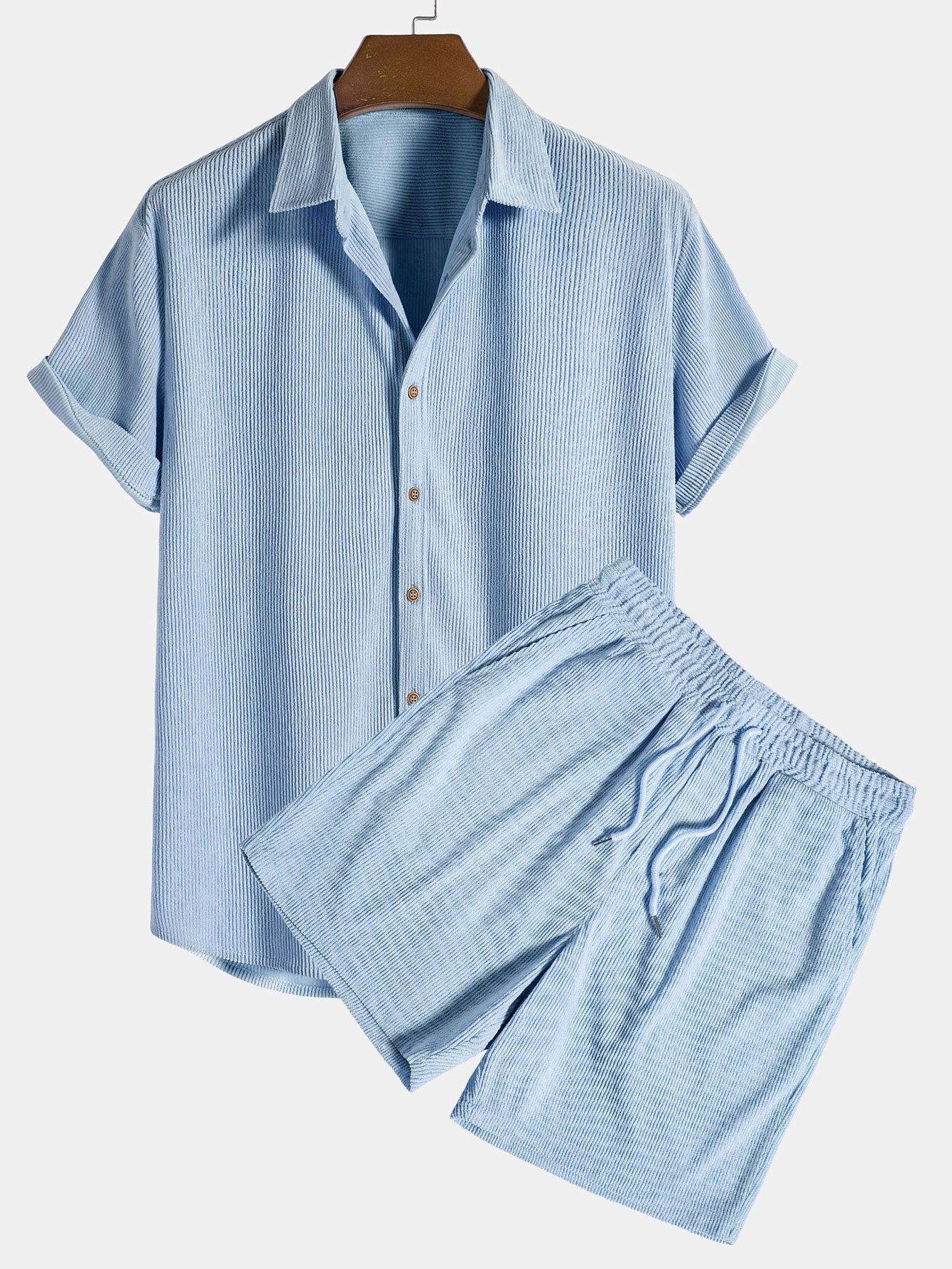 Klaus – Set aus kurzem Hemd und Shorts mit Struktur