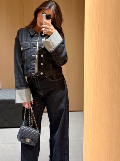 Clara – Denim-Set mit Trucker-Jacke & Hoch taillierte Jeans