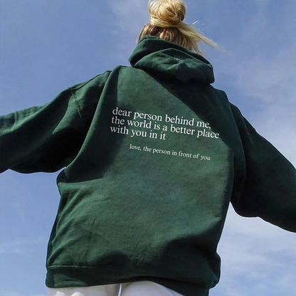 Liebe Person – Hoodie mit Statement-Rückenaufdruck