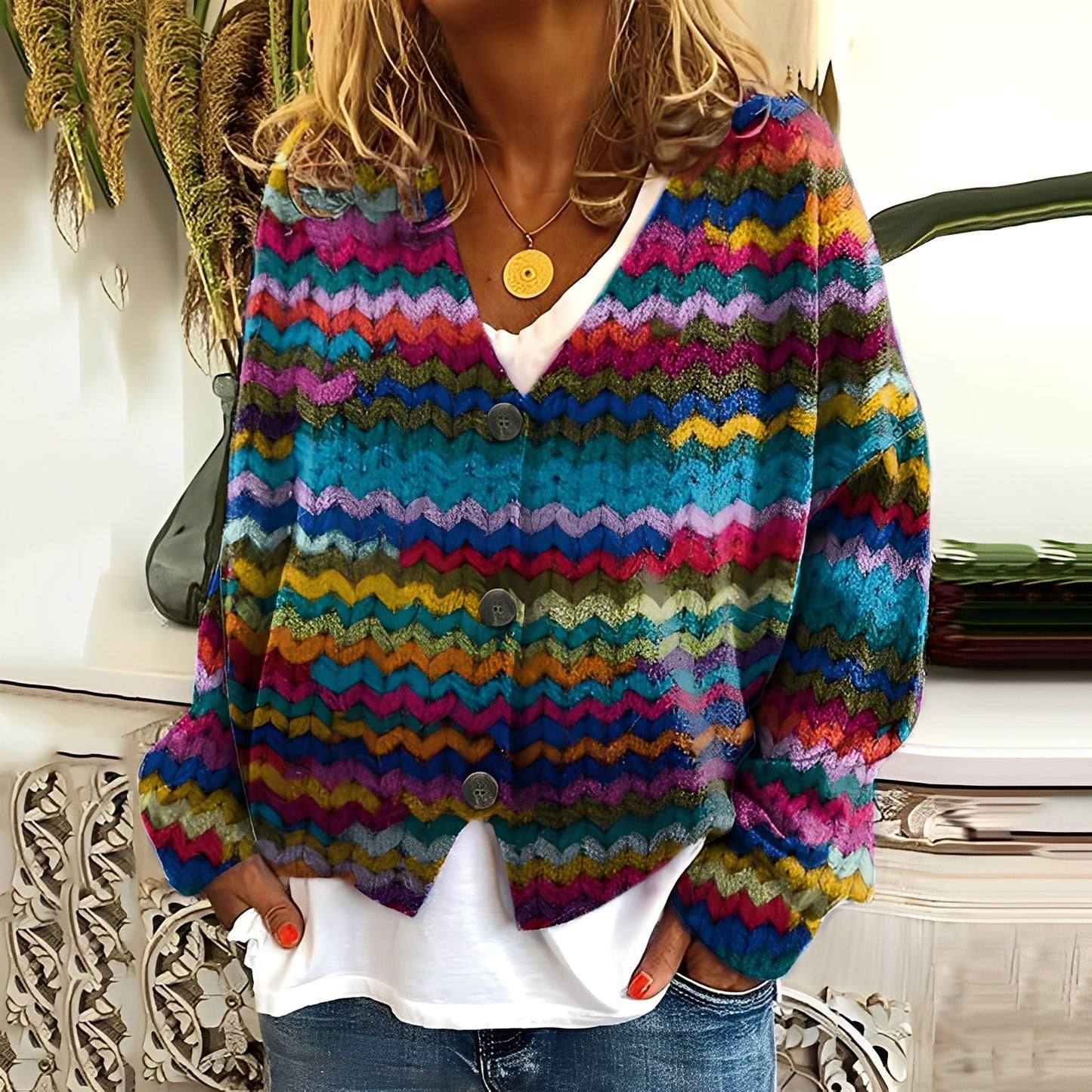 Nydia - Bequemer, weicher Damenpullover mit Muster