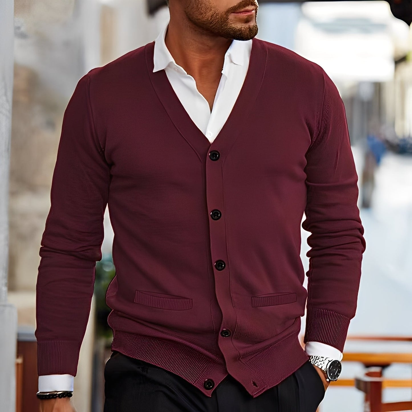Terence - Klassischer Männerpullover mit Taschen