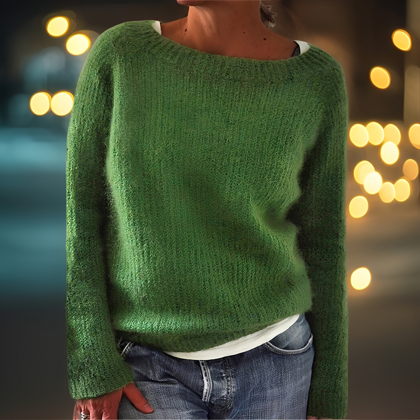 Abeeha - Bequemer Damenpullover in Tanne