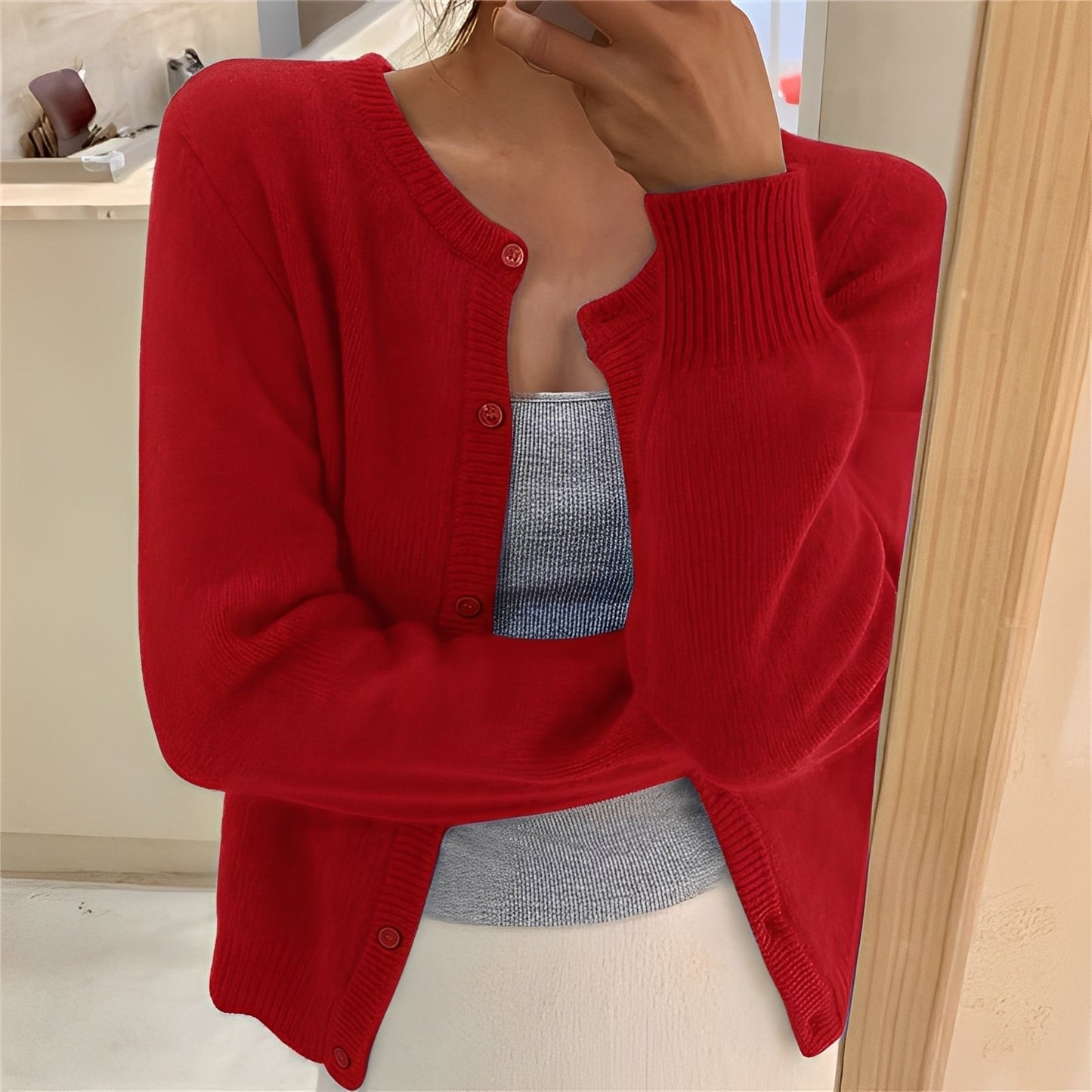 Jaqueline - Schlichter, eleganter Damenstrickcardigan