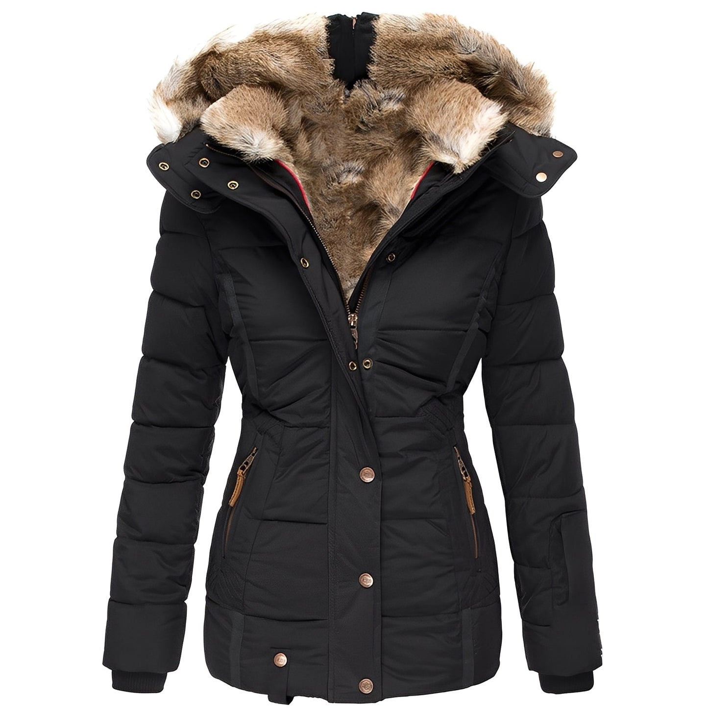 Léopoldine - Damen-Winterjacke mit Kapuze aus Daunen