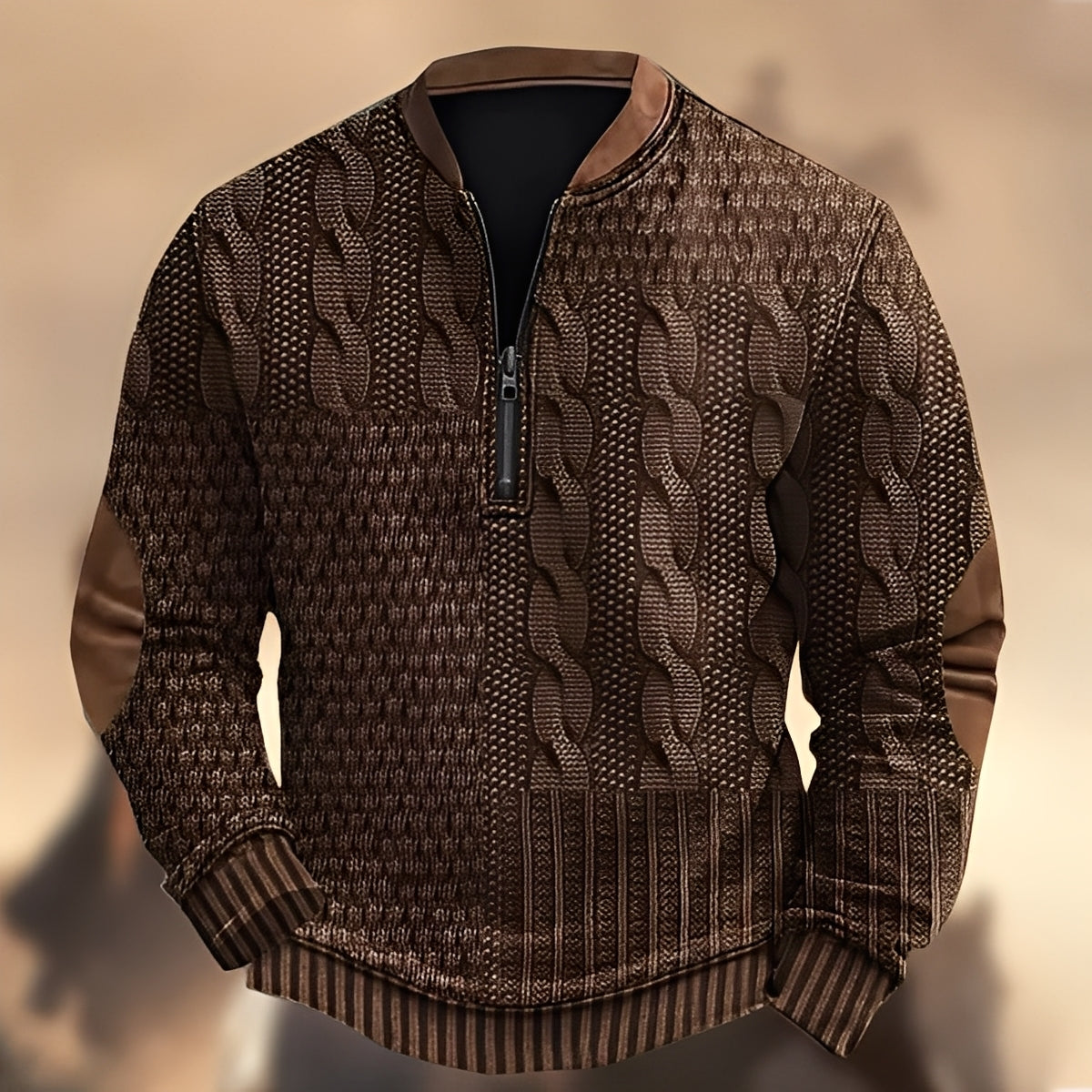 Edmund - Bequemer Herrenpullover mit Muster und Reißverschluss