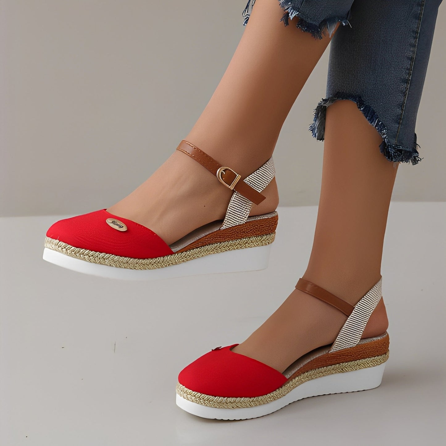 Elinor - Komfortable Damen-Hanfsandalen mit Keilabsatz