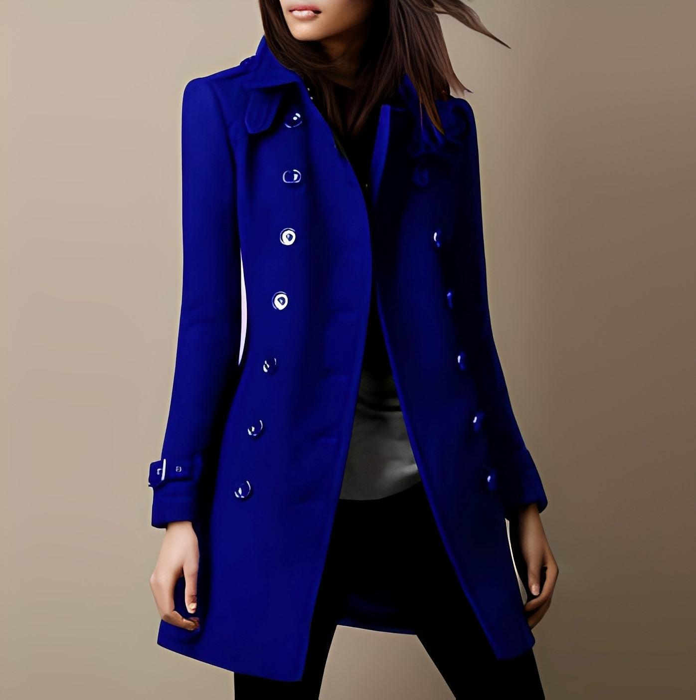 Aryana - Stilvoller Damen-Wollmantel im Zweireiher-Look