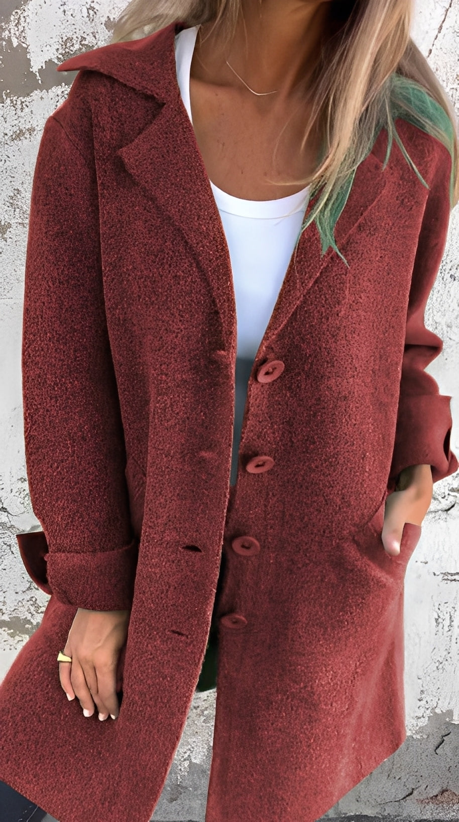 Meridith - Damenmantel mit langem, elegantem Reverskragen