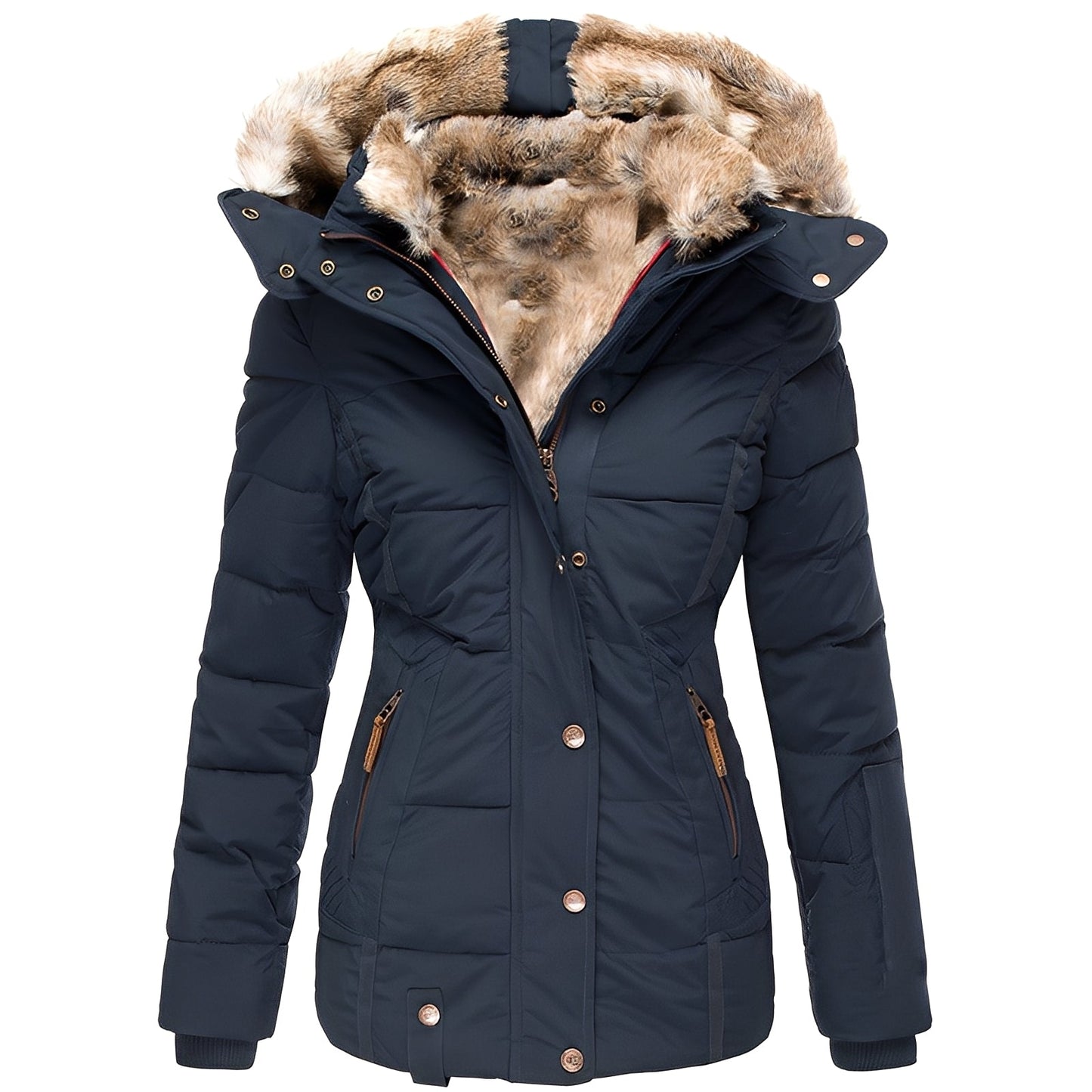 Léopoldine - Damen-Winterjacke mit Kapuze aus Daunen