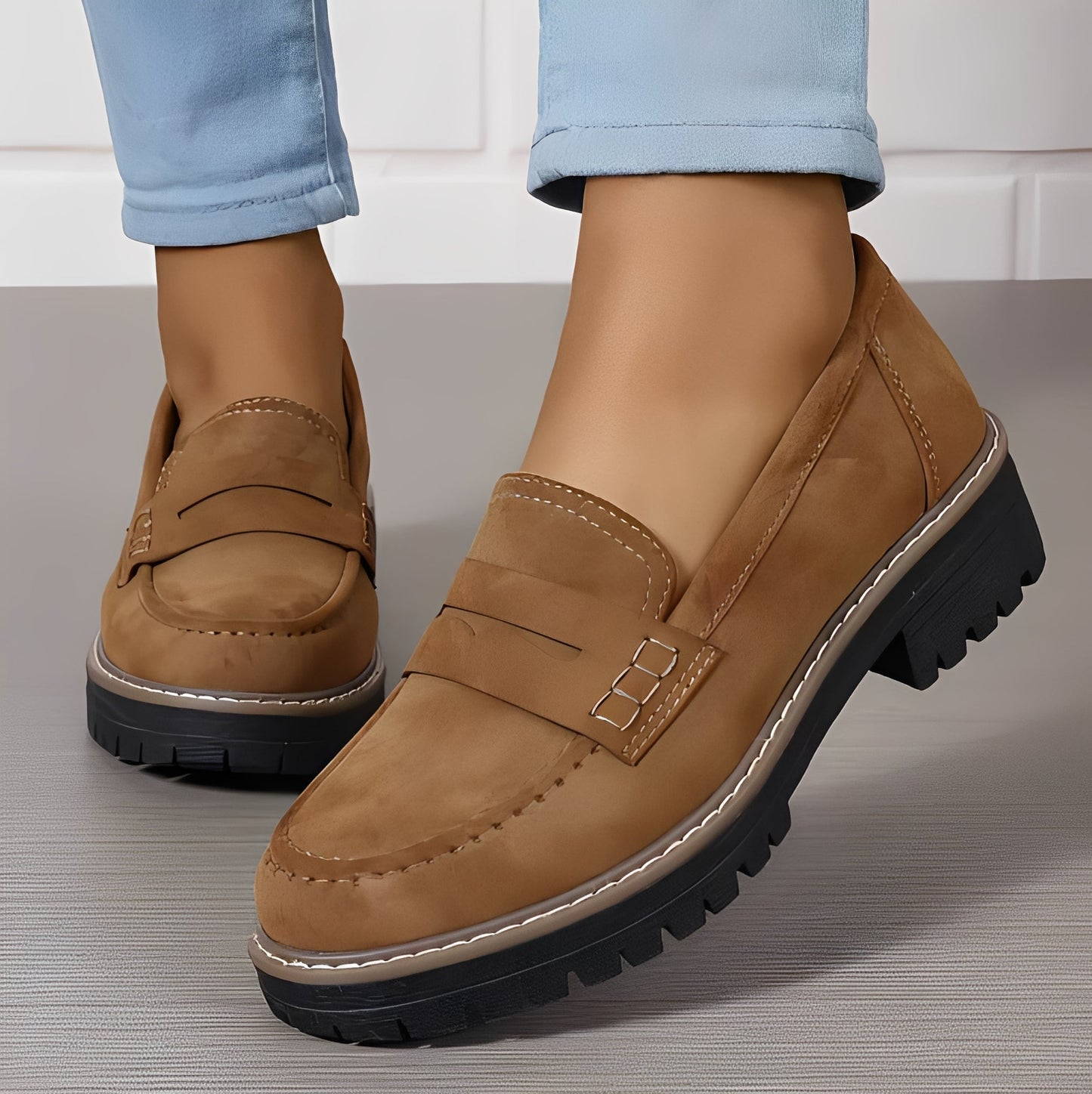 Elise - Damen Plateau-Loafer im eleganten, matten Design