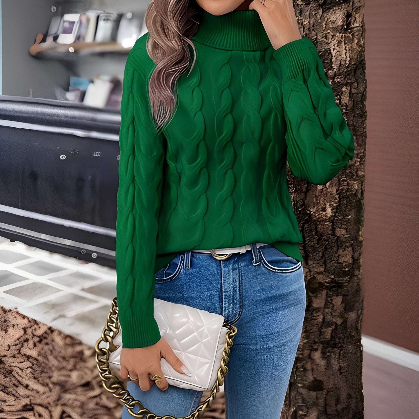 Amélie - Komfortabler Damenrollkragenpullover aus Baumwolle