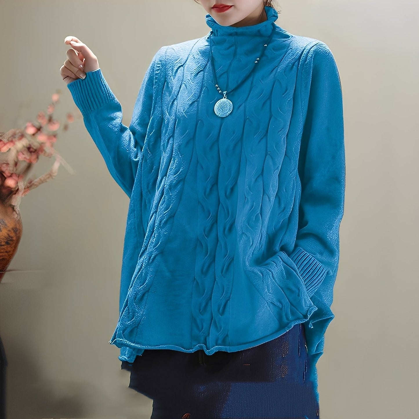 Merla - Bequemer Rollkragenpullover mit Seitenschlitz für Frauen