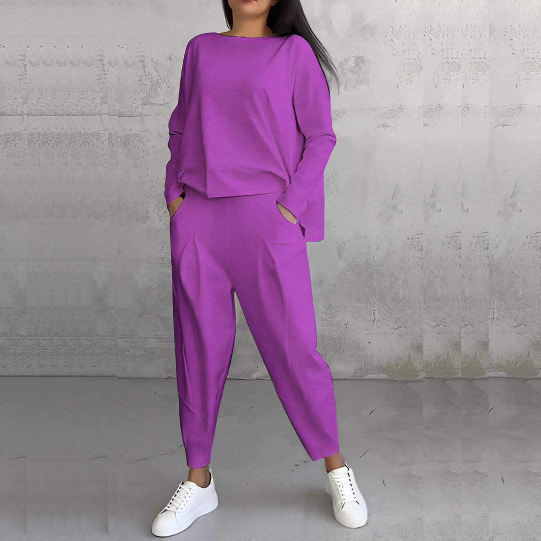 Mélisande - Damen-Set mit Pullover und Hose in Rundhals-Design