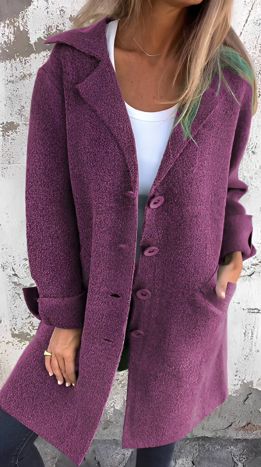 Meridith - Damenmantel mit langem, elegantem Reverskragen