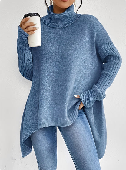 Wendy - Eleganter langer Damenpullover mit Rollkragen