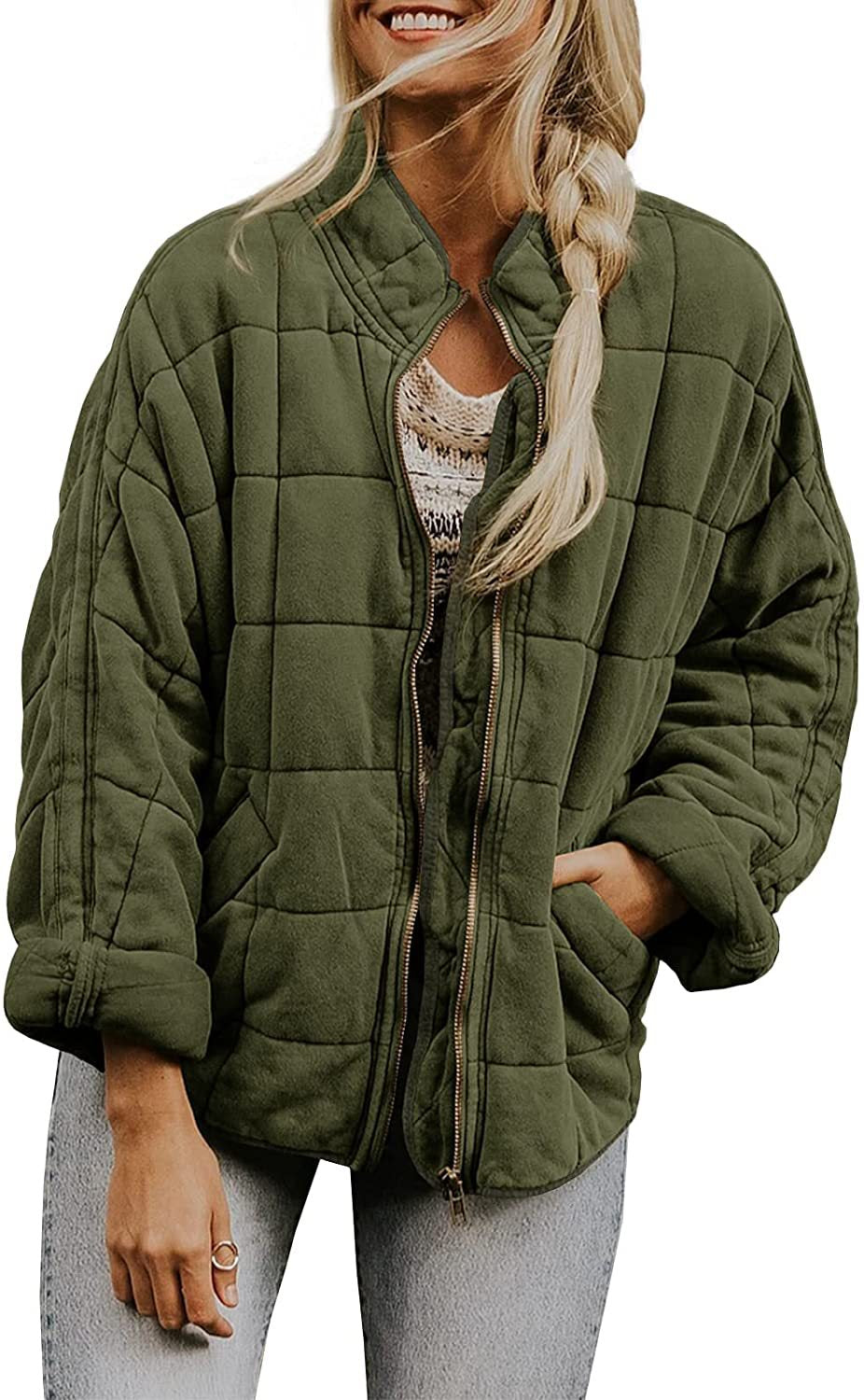 Wenona - Warme Karo-Jacke mit Taschen für Frauen