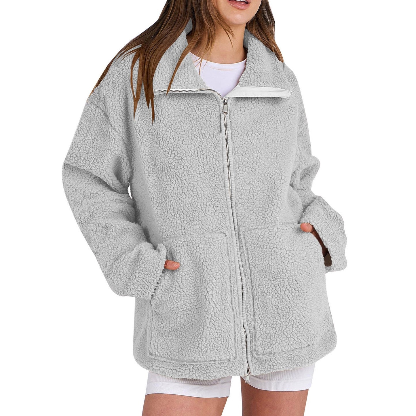 Adamina - Weicher Wollmantel mit hohem Kragen für Damen