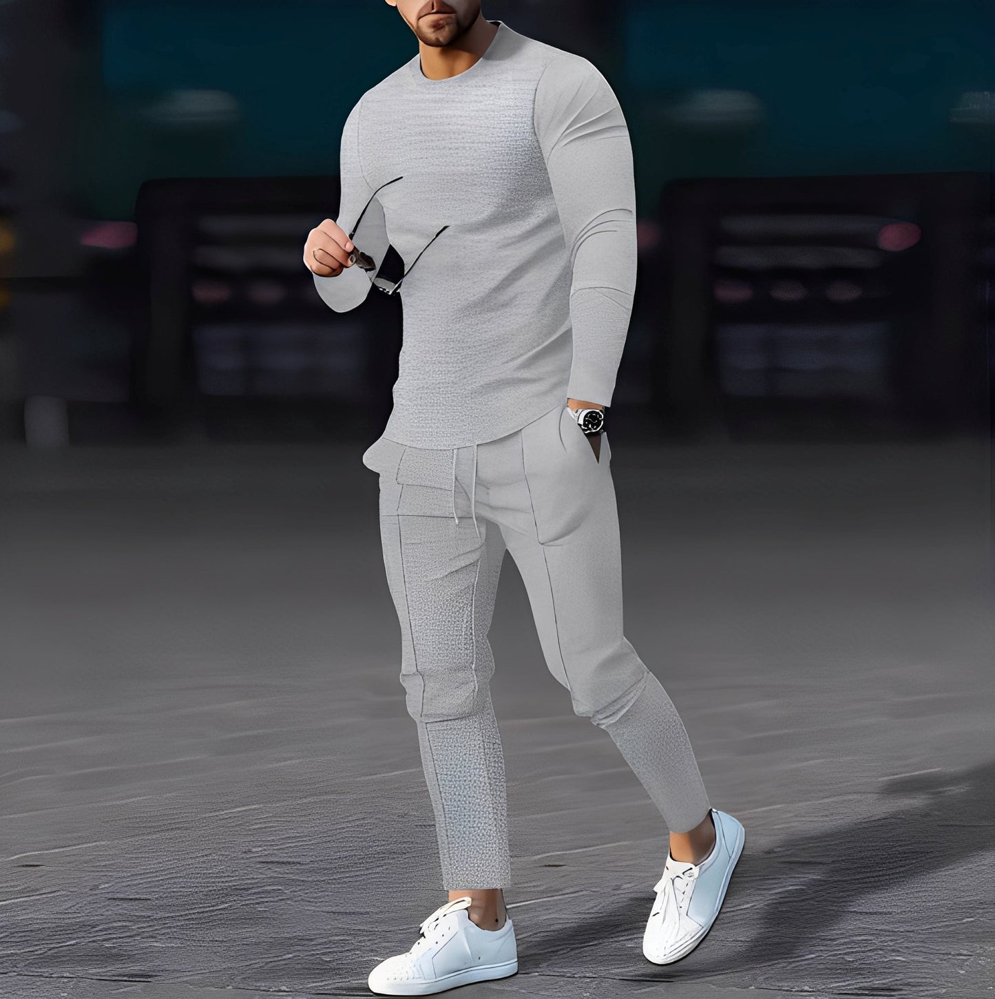 Dillan - Gemütliches Slim-Fit-Herrenset mit Waffelstoff