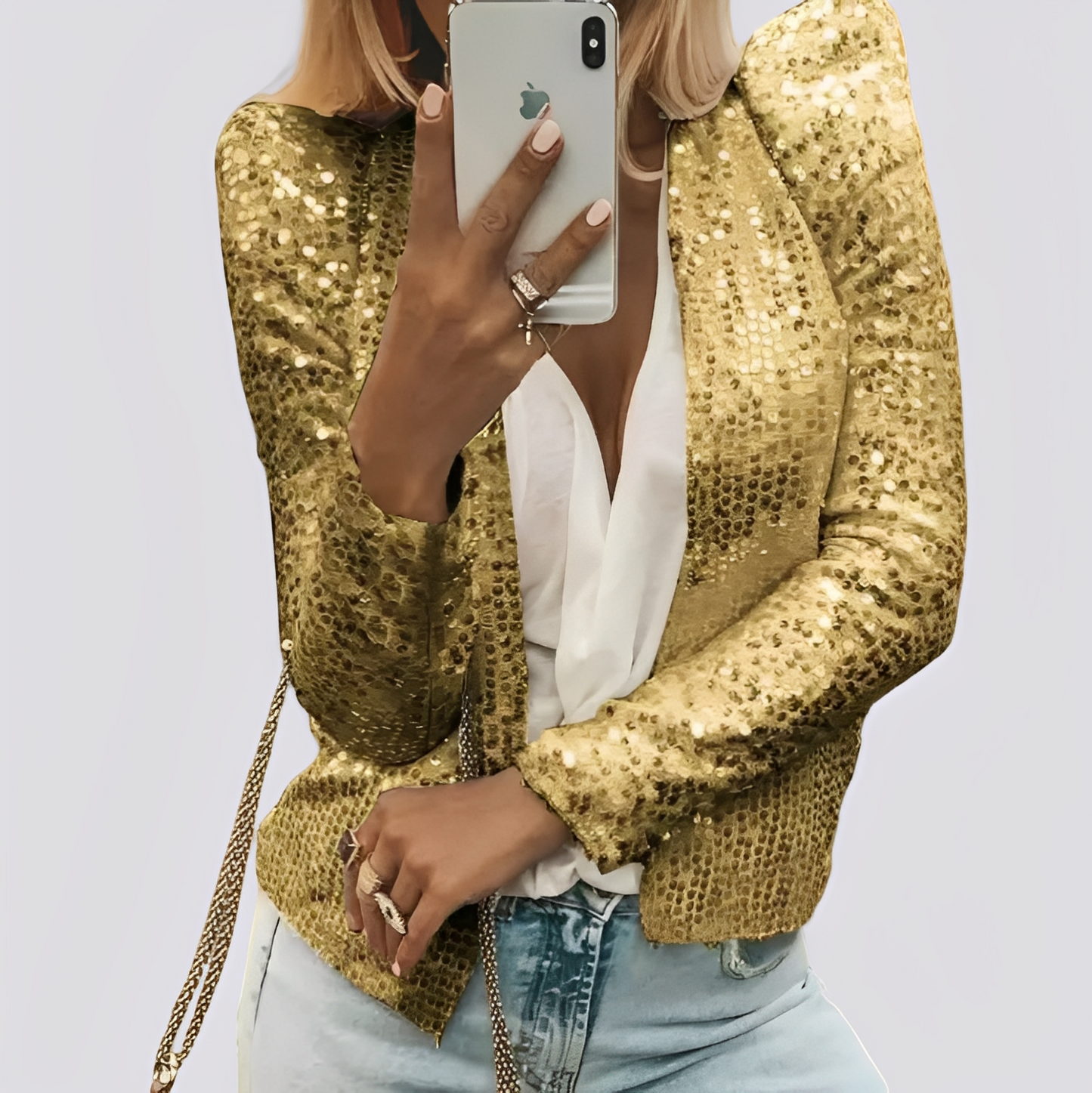 Isabelle - Elegant short sequin jacket for women