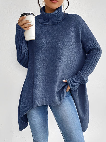 Wendy - Eleganter langer Damenpullover mit Rollkragen