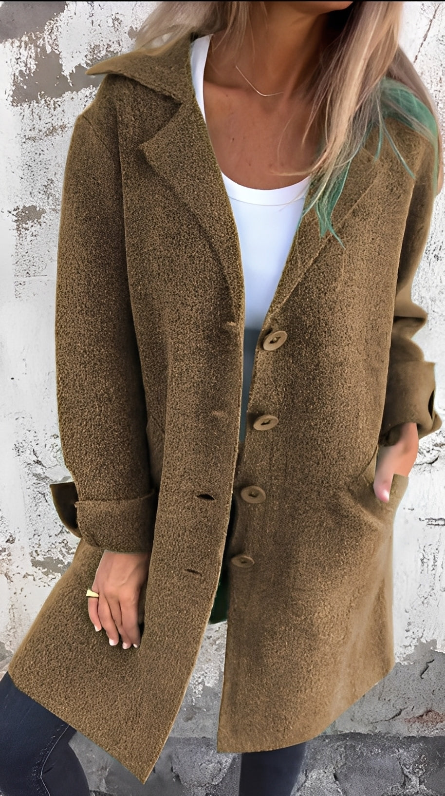 Meridith - Damenmantel mit langem, elegantem Reverskragen