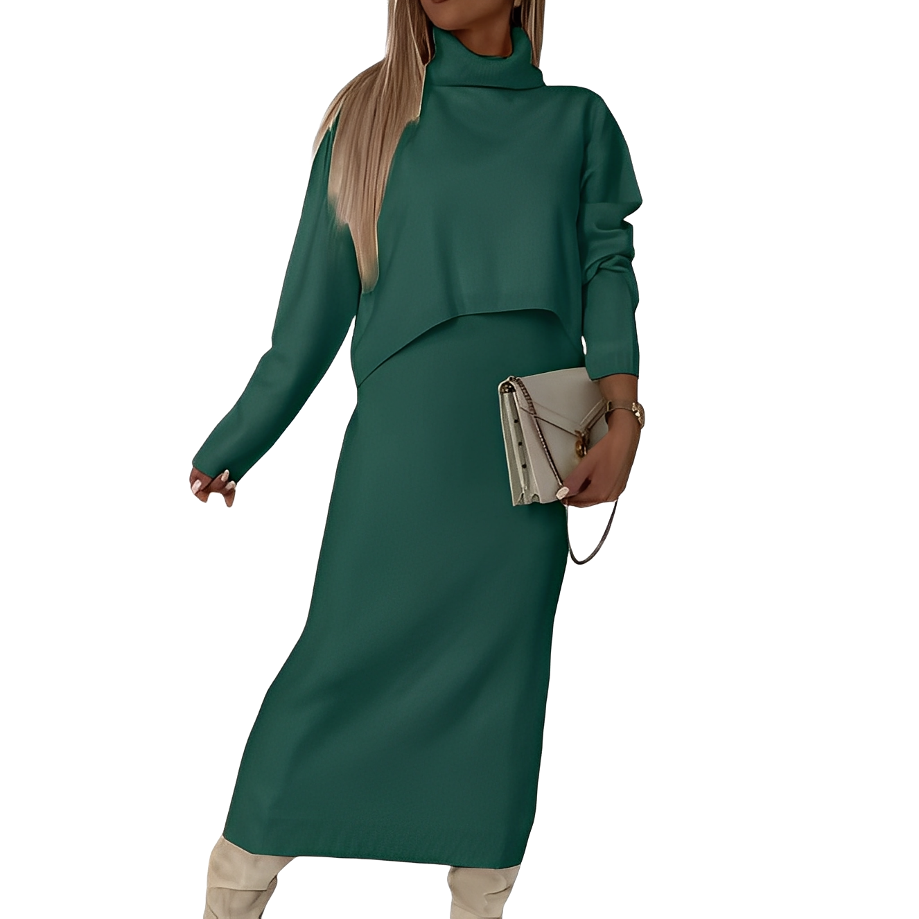 Natalee - Modisches Damen-Set mit Rollkragenpullover und Rock