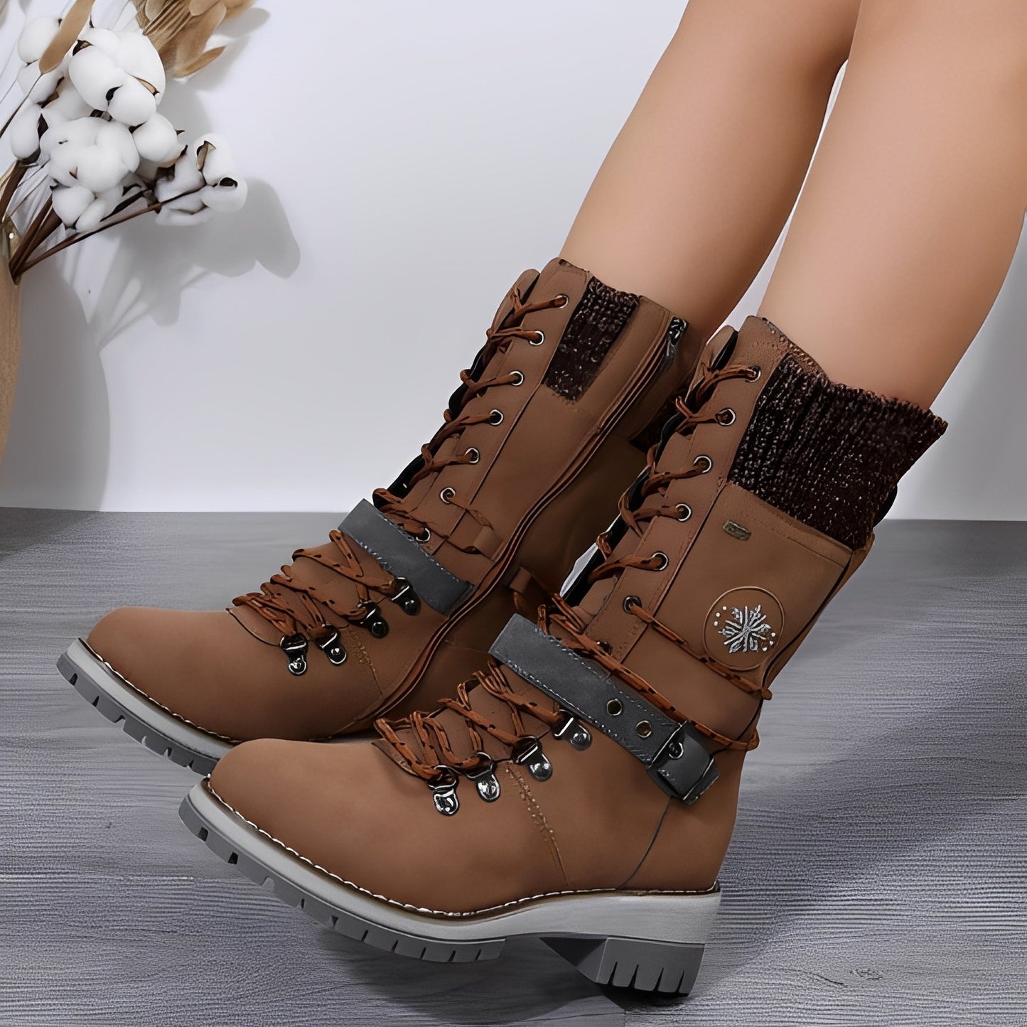 Maggie - Elegante Schneestiefel mit Strickbund für Damen