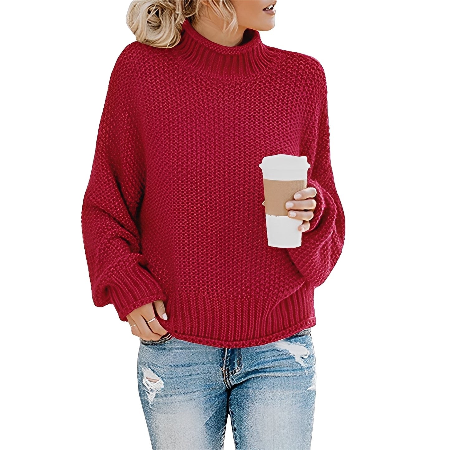 Evalyn - Gemütlicher Damenpullover mit hohem Kragen