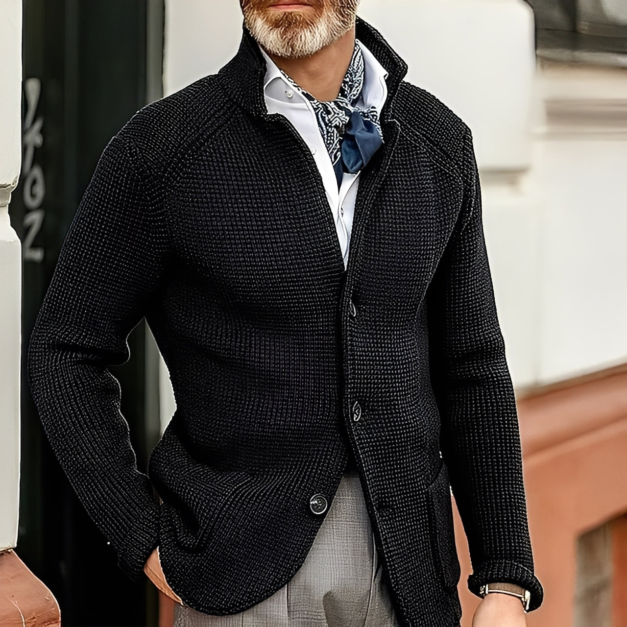 Kayden - Modischer Männer-Cardigan mit Stehkragen