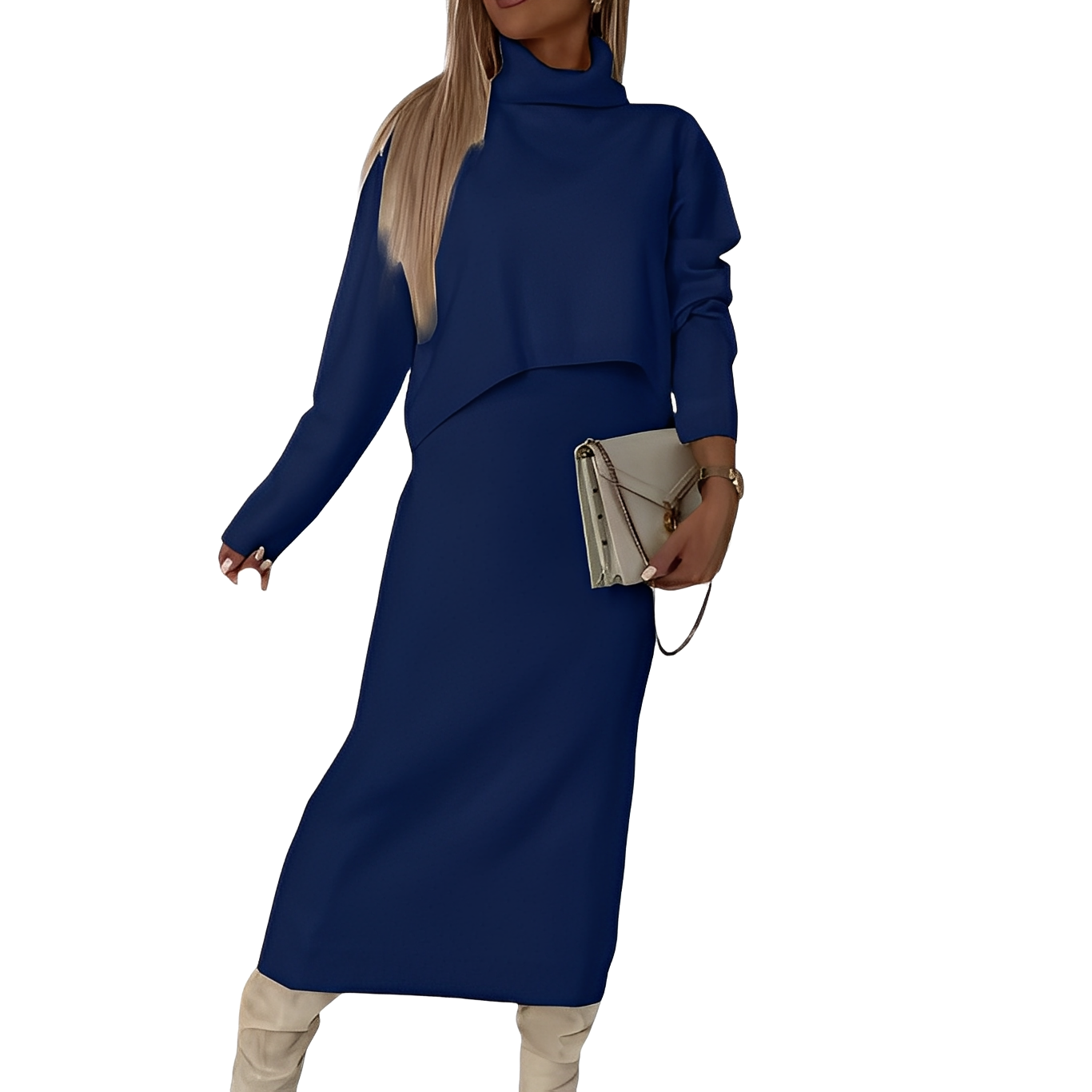 Natalee - Modisches Damen-Set mit Rollkragenpullover und Rock