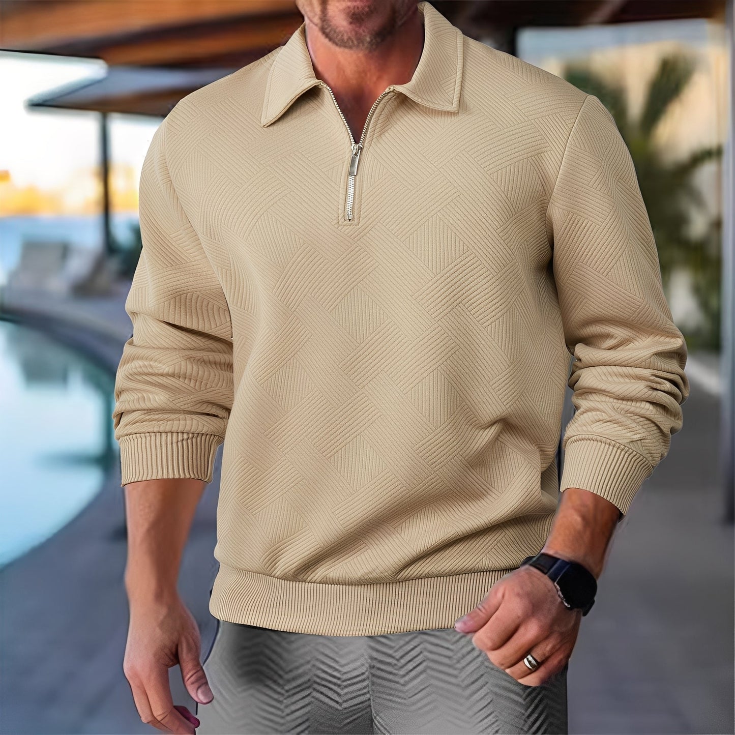 Bertoldo - Modern Men's Sweater with Half Zipper