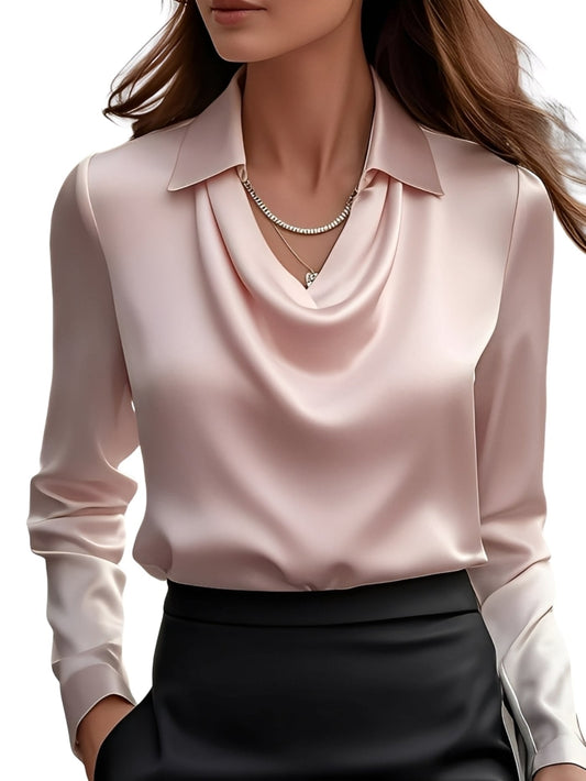 Dionne - Damen-Satinbluse mit langen Ärmeln, elegant