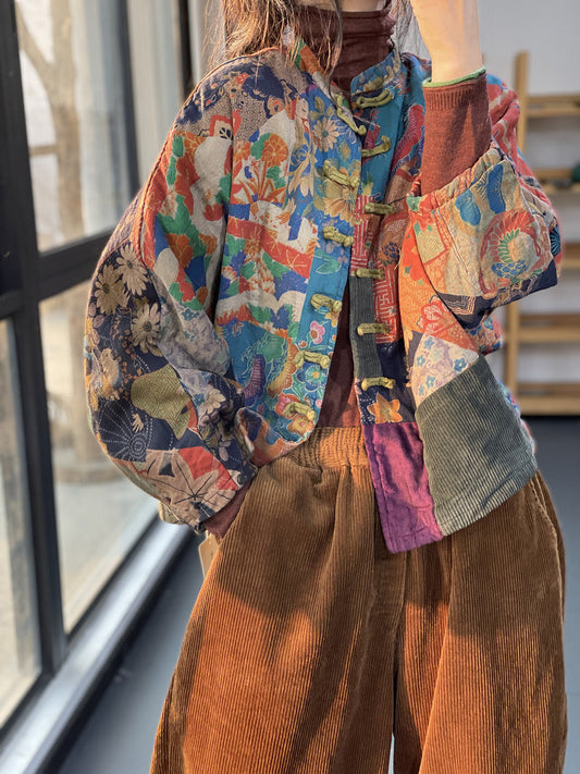 Charisse - Klassischer Mantel im ethnischen Stil mit Taschen für Damen