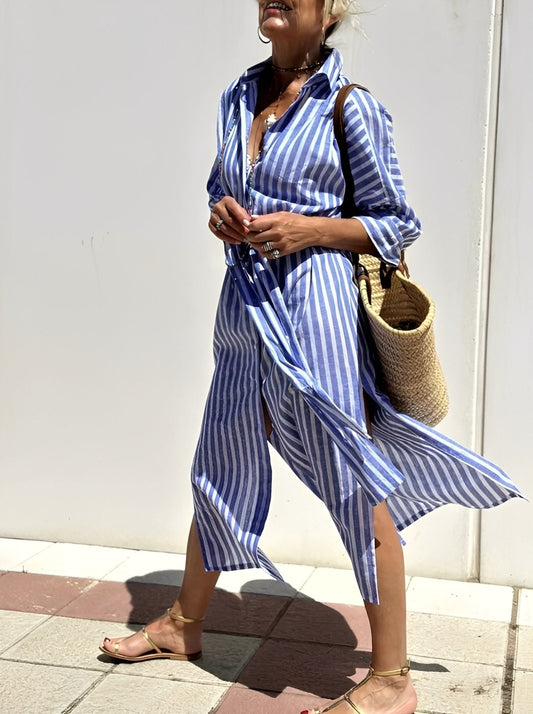 Merilyn - Gemütliches Shirtkleid mit Streifen für Damen